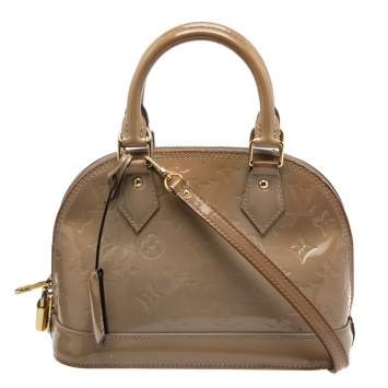 Pre Owned Louis Vuitton Beige Poudre Monogram Vernis Alma BB Bag