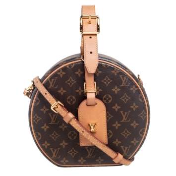 Pre Owned Louis Vuitton Monogram Canvas And Leather Petite Boite Chapeau Bag