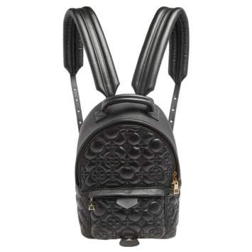 Pre Owned Louis Vuitton Black Flower Malletage Leather Palm Springs PM Backpack
