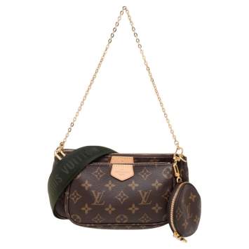 Pre Owned Louis Vuitton Khaki Monogram Canvas Multi Pochette Accessoires