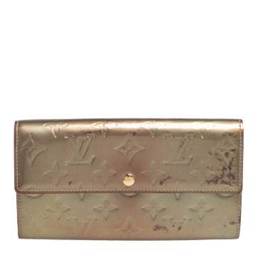 Pre Owned Louis Vuitton Gris Art Deco Monogram Vernis Sarah Wallet