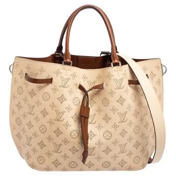 Pre Owned Louis Vuitton Opal Monogram Mahina Leather Girolata Bucket Bag
