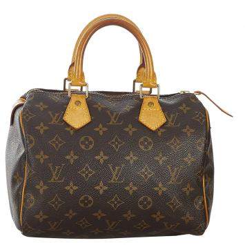 Pre Owned Louis Vuitton Brown Monogram Canvas Speedy 25 Top Handle Bag