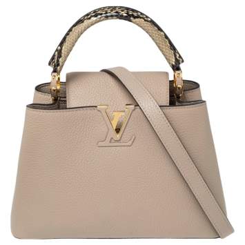 Pre Owned Louis Vuitton Galet Taurillon Leather And Python Capucines BB Bag