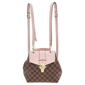 Pre Owned Louis Vuitton Magnolia Pink Damier Ebene Canvas Clapton Backpack