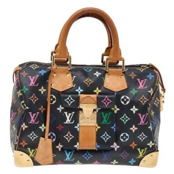 Pre Owned Louis Vuitton Black Monogram Multicolore Canvas And Leather Speedy 30 Bag