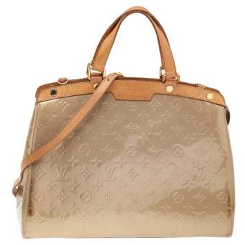 Pre Owned Louis Vuitton Vert Olive Monogram Vernis Brea GM Bag
