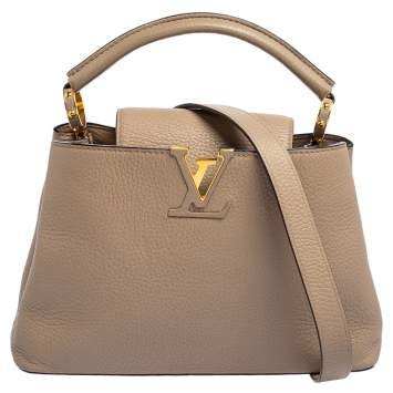 Pre Owned Louis Vuitton Beige Taurillon Leather Capucines BB Bag