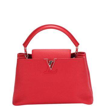 Pre Owned Louis Vuitton Red Taurillon Leather Capucines PM Bag