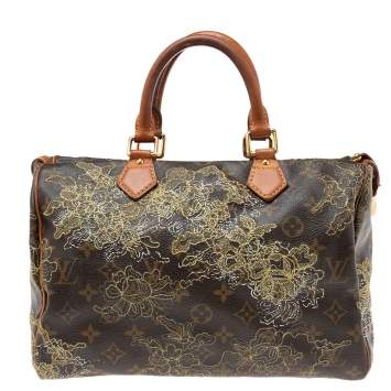Pre Owned Louis Vuitton Monogram Canvas and Leather Limited Edition Dentelle Speedy 30 Bag