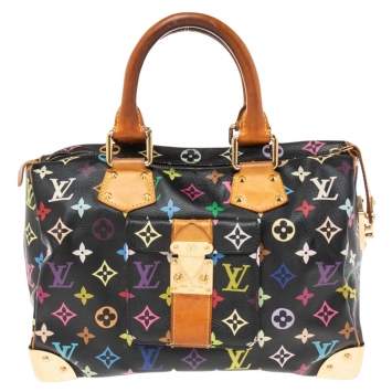 Pre Owned Louis Vuitton Black Monogram Multicolore Canvas And Leather Speedy 30 Bag
