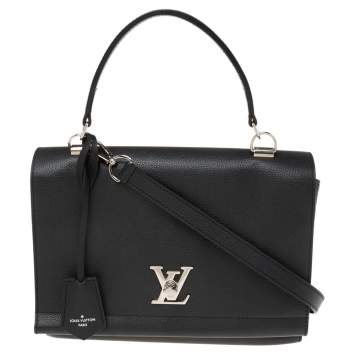 Pre Owned Louis Vuitton Black Leather Lockme II Bag
