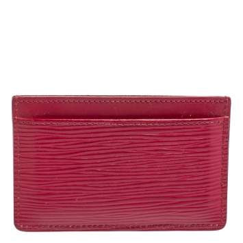 Pre Owned Louis Vuitton Pondichery Pink Epi Leather Card Holder