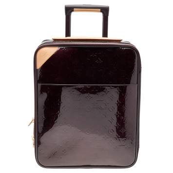 Pre Owned Louis Vuitton Amarante Monogram Vernis Pegase 45 Suitcase