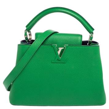 Pre Owned Louis Vuitton Green Leather Capucines BB Bag