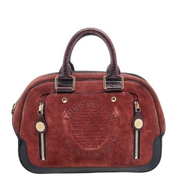 Pre Owned Louis Vuitton Brown/Black Suede And Leather Havana Stamped Trunk GM Bag