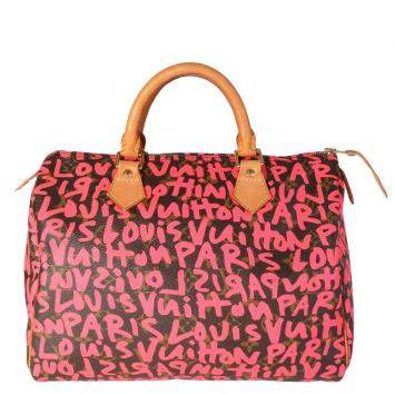 Pre Owned Louis Vuitton x Stephen Sprouse Pink Graffiti Monogram Canvas Speedy 30 Bag