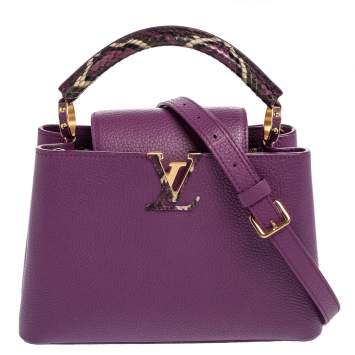 Pre Owned Louis Vuitton Purple Taurillon Leather and Python Capucines BB Bag