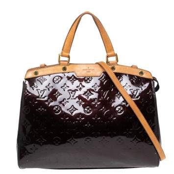 Pre Owned Louis Vuitton Amarante Monogram Vernis Brea GM Bag