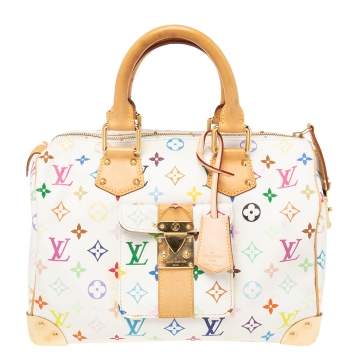 Pre Owned Louis Vuitton White Monogram Multicolore Canvas Speedy 30 Bag