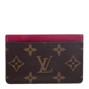 Pre Owned Louis Vuitton Fuchsia Monogram Canvas Card Holder