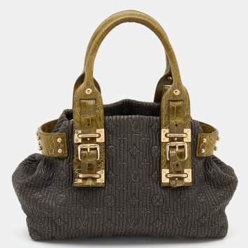 Pre Owned Louis Vuitton Green/Dark Grey Monogram Leather And Alligator Motard Biker Bag