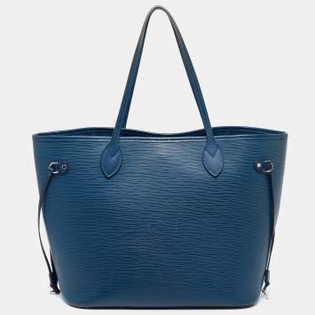 Pre Owned Louis Vuitton Blue Epi Leather Neverfull MM Bag