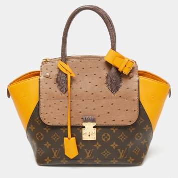 Pre Owned Louis Vuitton Ocre Exotique Monogram Limited Edition Majestueux PM Bag