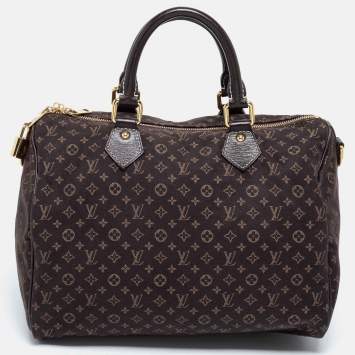 Pre Owned Louis Vuitton Fusain Monogram Idylle Canvas Bandouliere Speedy 30 Bag      