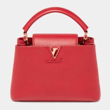 Pre Owned Louis Vuitton Red Taurillon Leather Capucines BB Bag