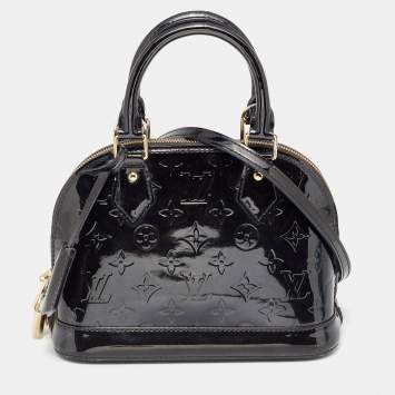 Pre Owned Louis Vuitton Black Magnetique Monogram Vernis Alma BB Bag