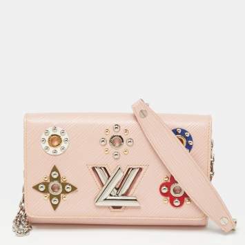 Pre Owned Louis Vuitton Rose Ballerina Epi Leather Mechanical Flower Twist Wallet On Chain