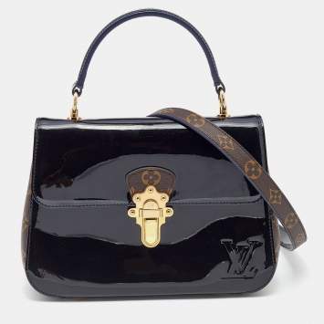 Pre Owned Louis Vuitton Black Vernis Leather And Monogram Canvas Cherrywood PM Bag