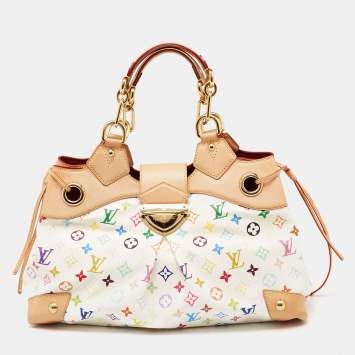 Pre Owned Louis Vuitton White Multicolor Monogram Canvas Ursula Bag