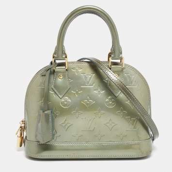 Pre Owned Louis Vuitton Green Monogram Vernis Alma BB Bag
