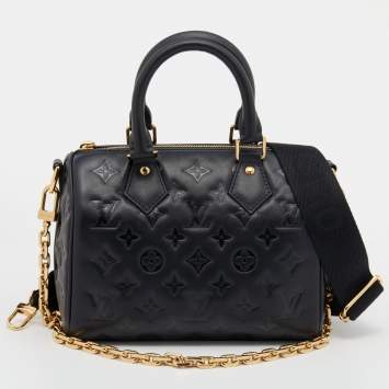 Pre Owned Louis Vuitton Black Empreinte Leather Speedy Bandouliere 22 Bag