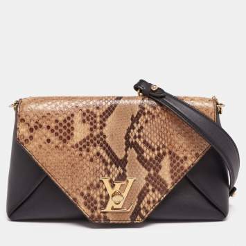 Pre Owned Louis Vuitton Brown /Black Python and Leather Love Note Shoulder Bag