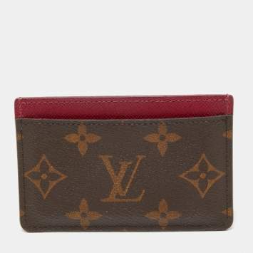 Pre Owned Louis Vuitton Fuchsia Monogram Canvas Card Holder