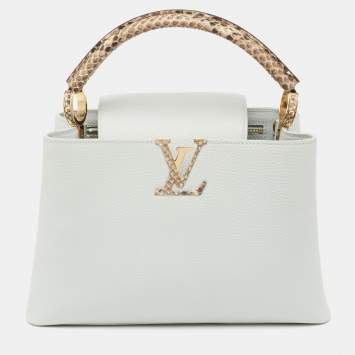 Pre Owned Louis Vuitton Jade Taurillon Leather and Python Capucines MM Bag
