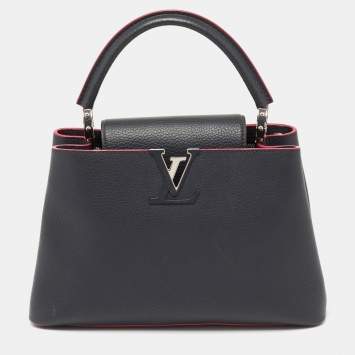 Pre Owned Louis Vuitton Black Leather Capucines MM Bag