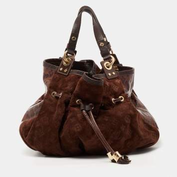 Pre Owned Louis Vuitton Espresso Monogram Suede Limited Edition Irene Bag