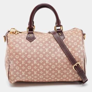 Pre Owned Louis Vuitton Burgundy Monogram Mini Lin Canvas Speedy 30 Bag