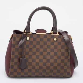 Pre Owned Louis Vuitton Bordeaux Damier Ebene Canvas Brittany Bag