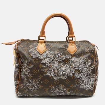 Pre Owned Louis Vuitton Monogram Canvas and Leather Limited Edition Dentelle Speedy 30 Bag