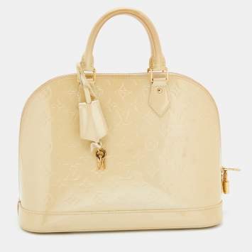 Pre Owned Louis Vuitton Blanc Corail Monogram Vernis Alma PM Bag