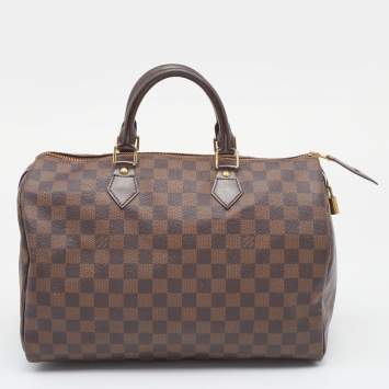 Pre Owned Louis Vuitton Damier Ebene Canvas Speedy 35 Bag