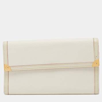 Pre Owned Louis Vuitton White Suhali Leather Porte Tresor International Wallet
