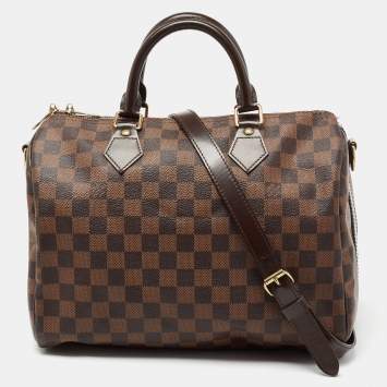 Pre Owned Louis Vuitton Damier Ebene Canvas Speedy Bandouliere 30 Bag
