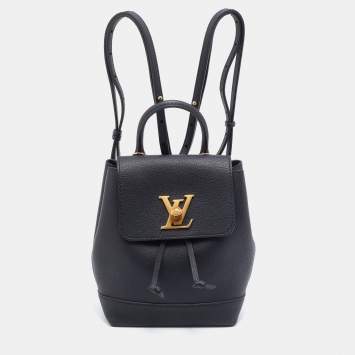 Pre Owned Louis Vuitton Black Leather Lockme Backpack