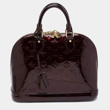 Pre Owned Louis Vuitton Burgundy Amarante Monogram Vernis Leather Alma PM Bag
